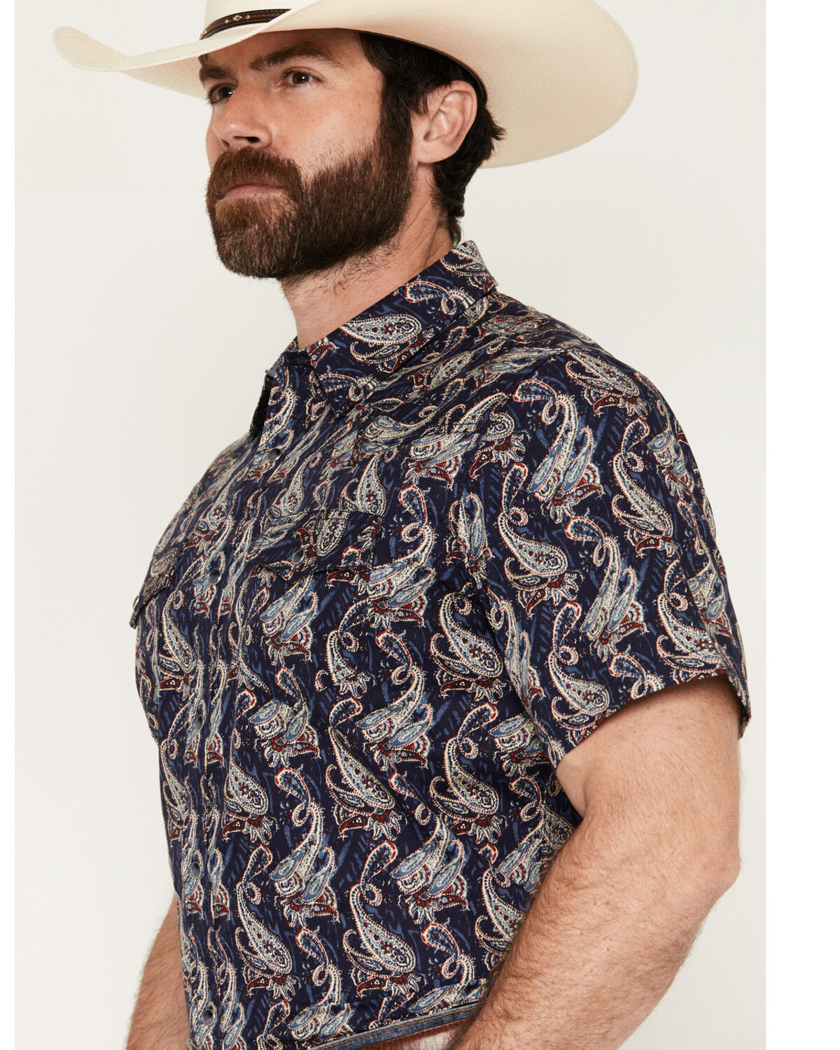 Image #2 - Cody James Men's Easy Livin' Paisley Print Short Sleeve Snap Western Shirt - Big, Navy, hi-res