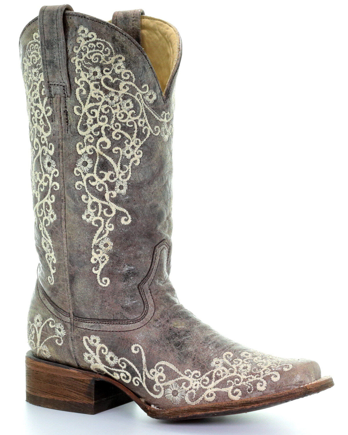 Corral Women's Brown Crater Embroidered Western Boots - Square Toe, Brown, hi-res