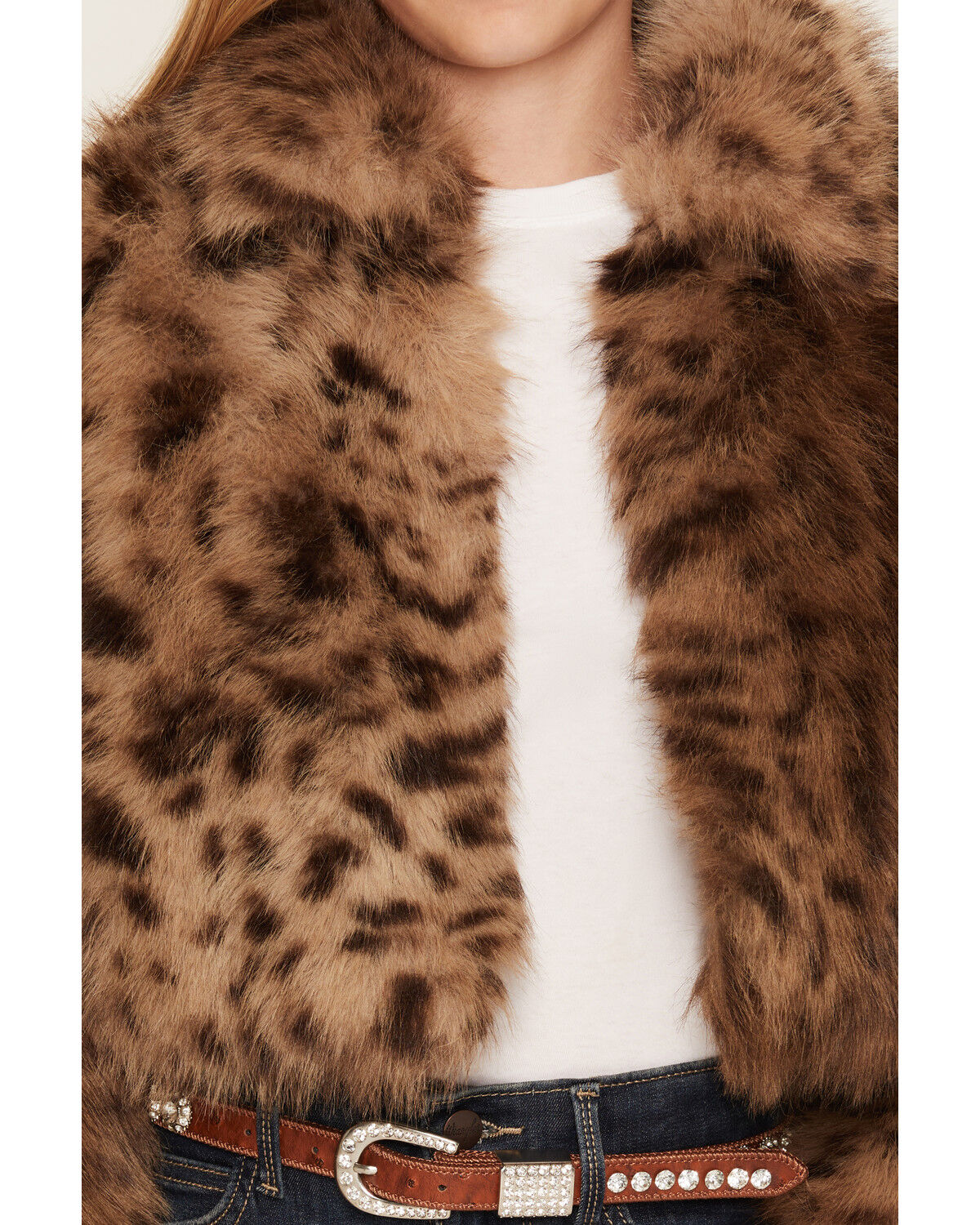 Image #3 - Shyanne Girls' Maggie Leopard Print Faux Fur Jacket, Leopard, hi-res