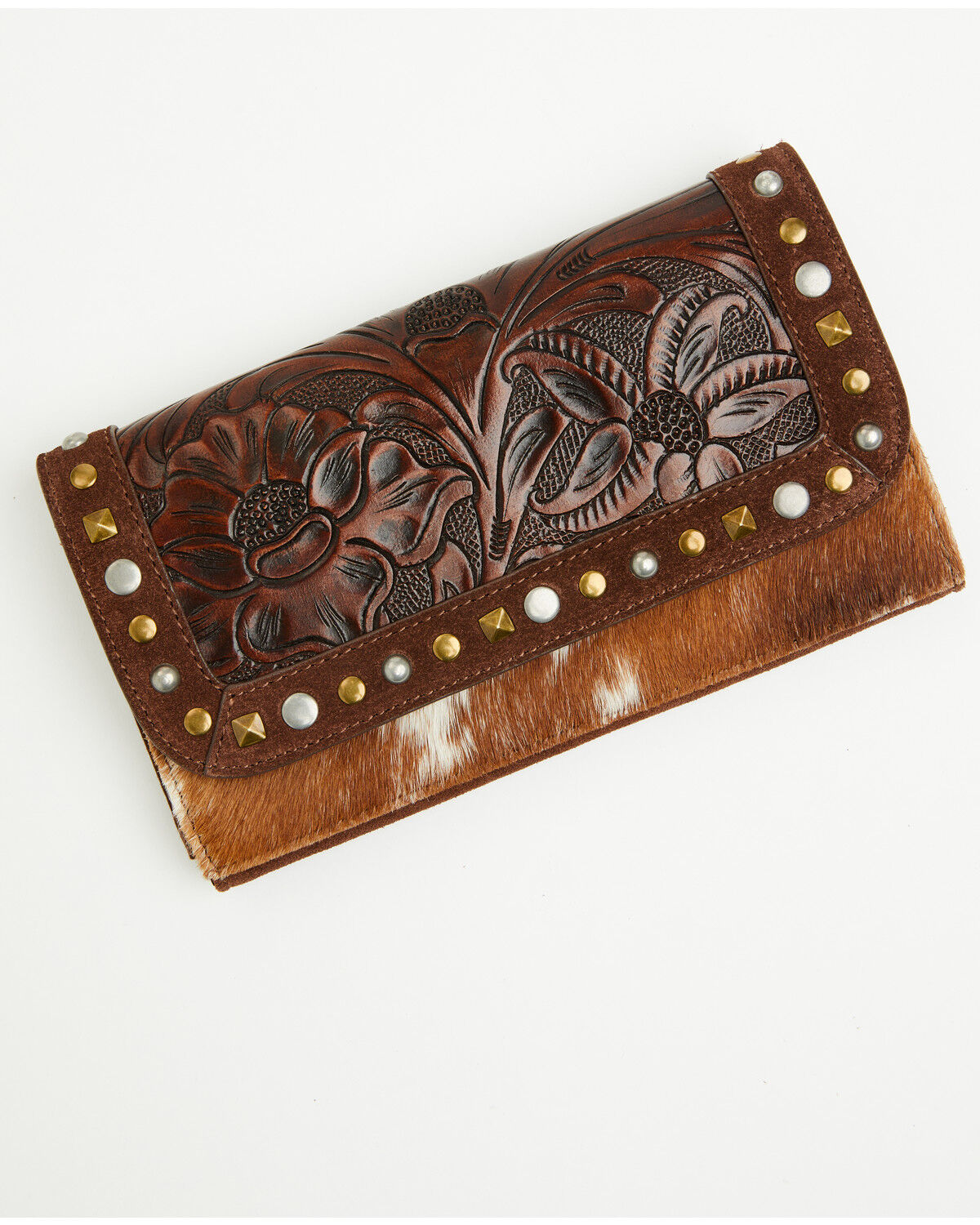 Image #2 - Shyanne Women's Sable Hair On Tooled Leather Wallet, Brown, hi-res