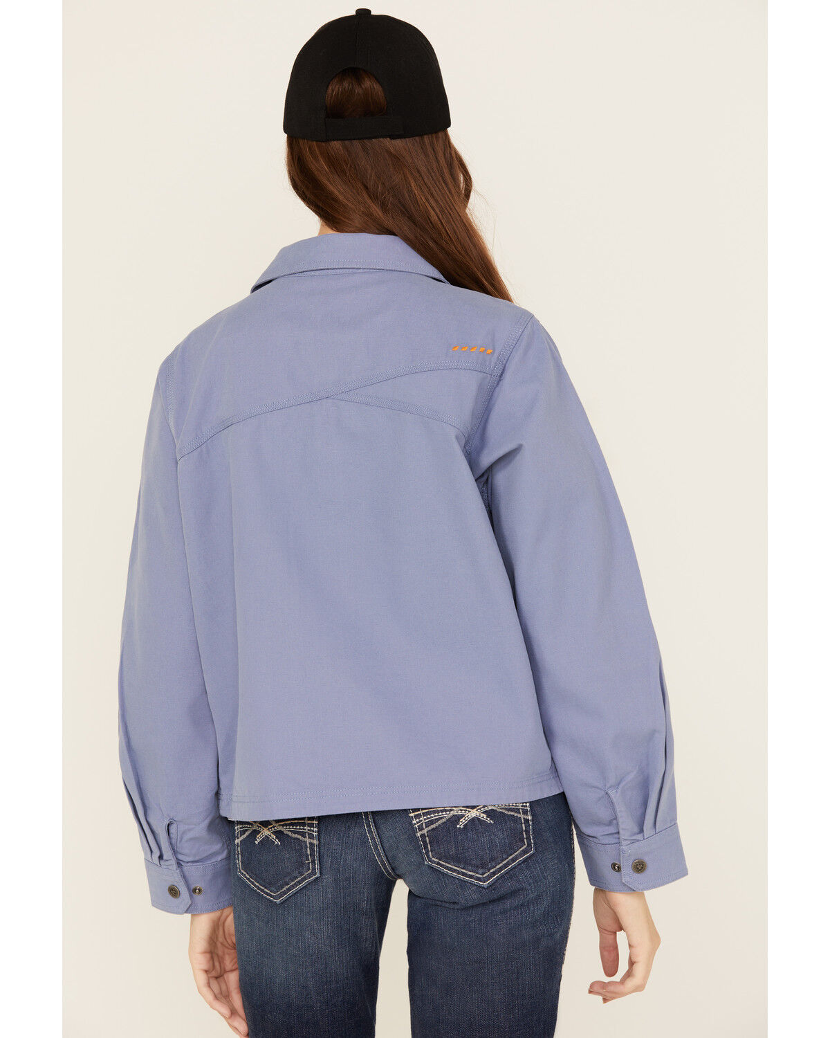 Image #4 - Ariat Women's Rebar Cropped Woven Work Shirt, Blue, hi-res
