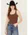 Image #2 - Cleo + Wolf Women's Adriel Ribbed Knit Cropped Tank Top, Lt Brown, hi-res