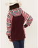 Image #4 - Hooey Girls' Savannah Serape Stripe Print Hoodie, Maroon, hi-res