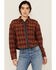 Image #1 - Cleo + Wolf Women's Chelsea Plaid Print Long Sleeve Button-Down Cropped Shirt , Brandy Brown, hi-res