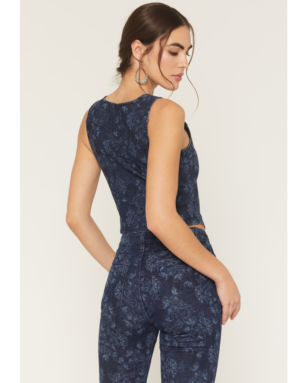 Image #5 - Shyanne Women's Lucy Floral Print Vest, Dark Wash, hi-res