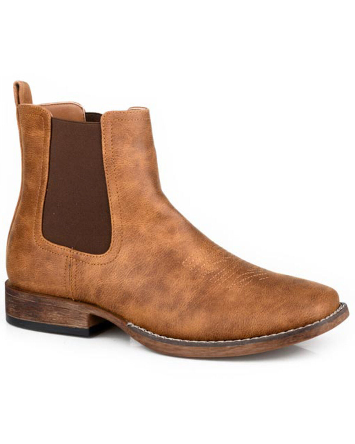 Image #1 - Roper Men's Logan Chelsea Boots - Broad Square Toe, Tan, hi-res