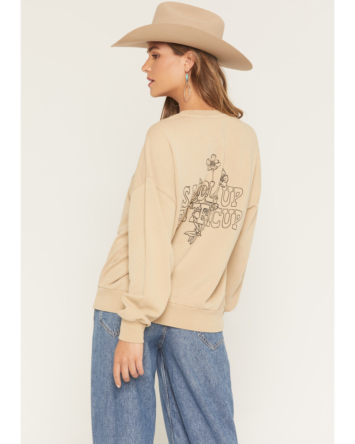 Image #4 - White Crow Women's Saddle Up Buttercup Crewneck Sweatshirt, Tan, hi-res