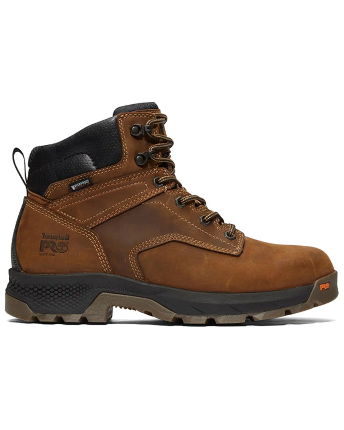 Image #1 - Timberland PRO Men's TiTAN EV 6" Waterproof Work Boots - Soft Toe, Brown, hi-res