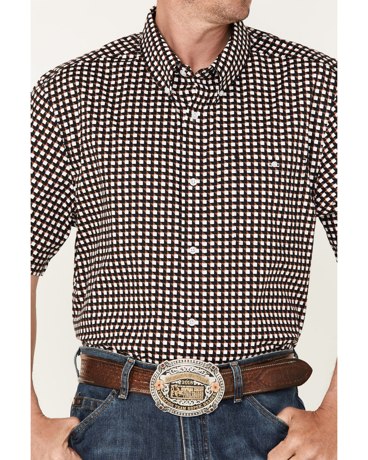 Image #3 - RANK 45&reg; Men's Bruiser Geo Print Button-Down Western Shirt, Multi, hi-res