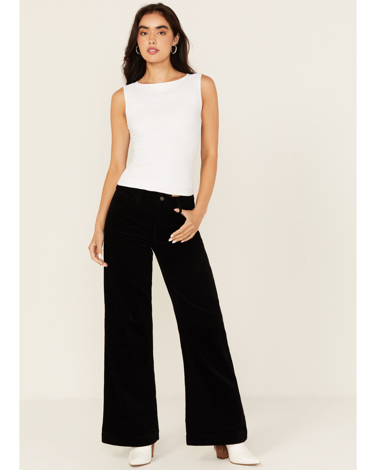 Image #1 - Dear John Women's Fiona High Rise Wide Leg Corduroy Jeans, Black, hi-res