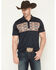 Image #1 - RANK 45&reg; Men's Southwestern Print Border Short Sleeve Button-Down Polo, Navy, hi-res