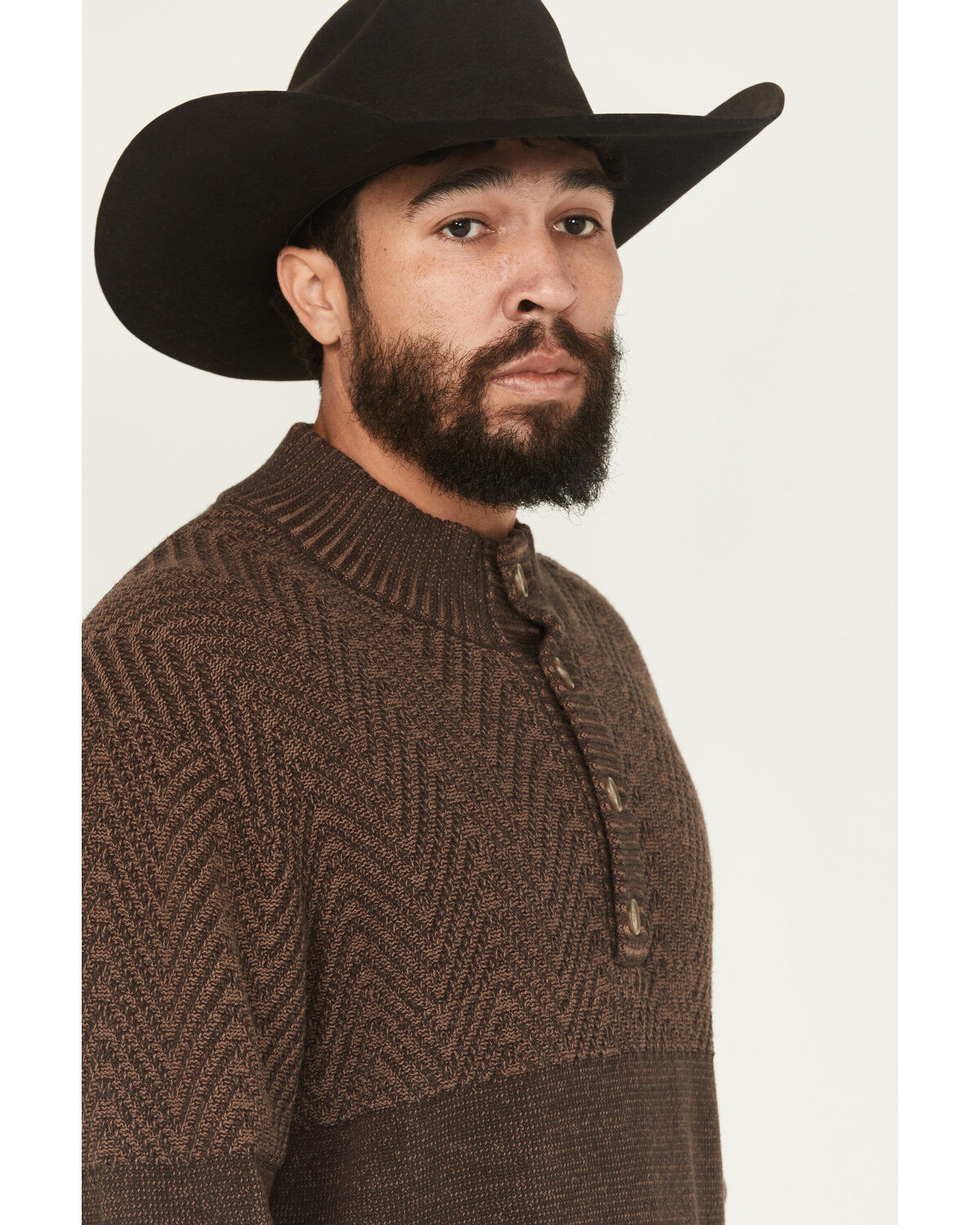 Image #2 - Cinch Men's Solid Button-Down Sweater, Brown, hi-res