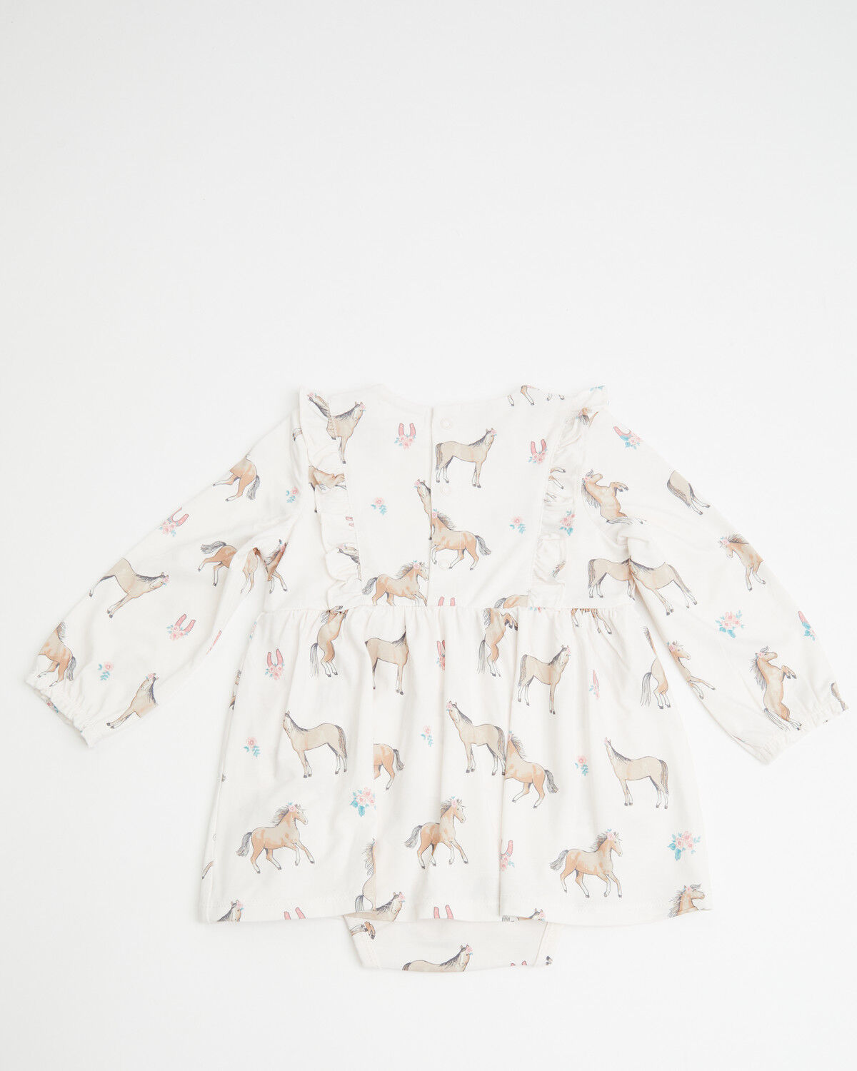 Image #3 - Angel Dear Infant Girls' Horse Print Onesie Dress, Pink, hi-res