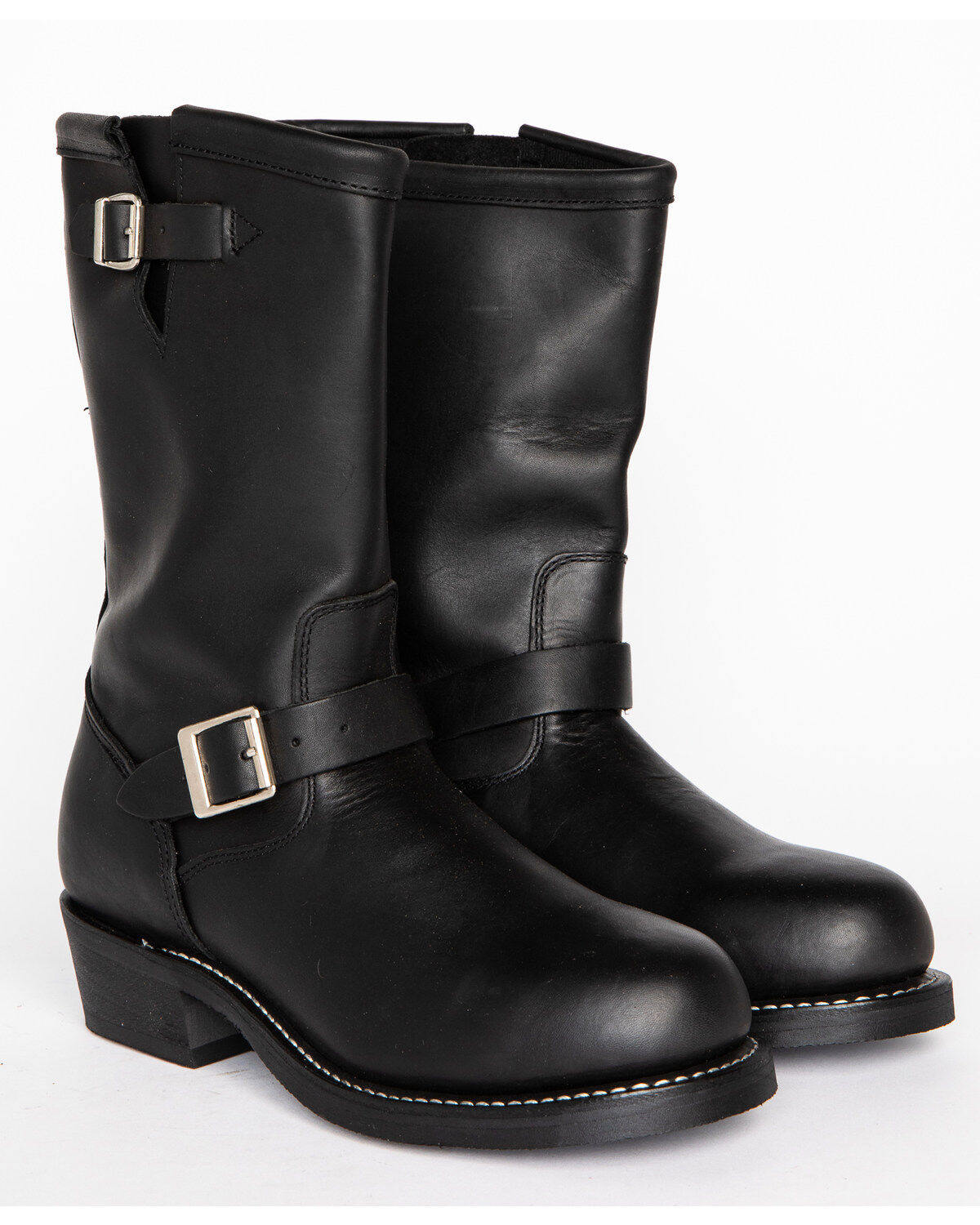 Image #1 - Brothers and Sons Men's Engineer Motorcycle Boots - Round Toe, Black, hi-res