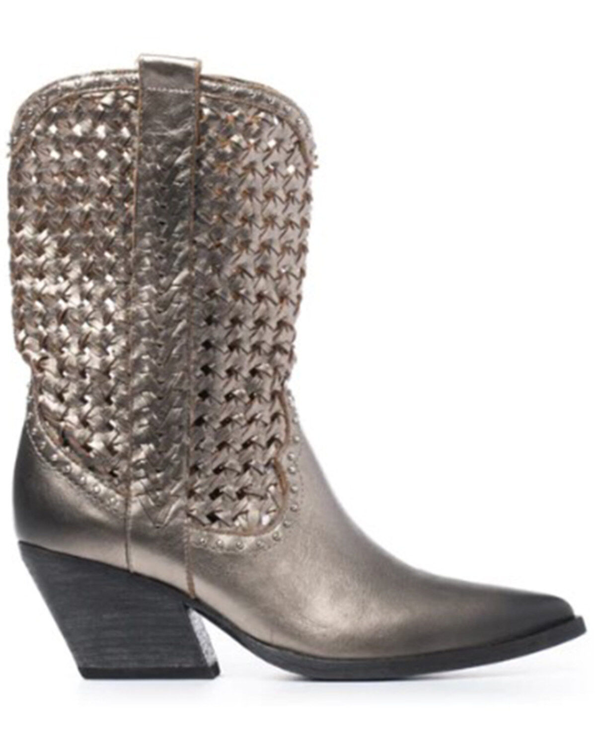 Image #2 - Golo Women's Reverse Woven Shaft Western Fashion Boots - Snip Toe, Steel Blue, hi-res