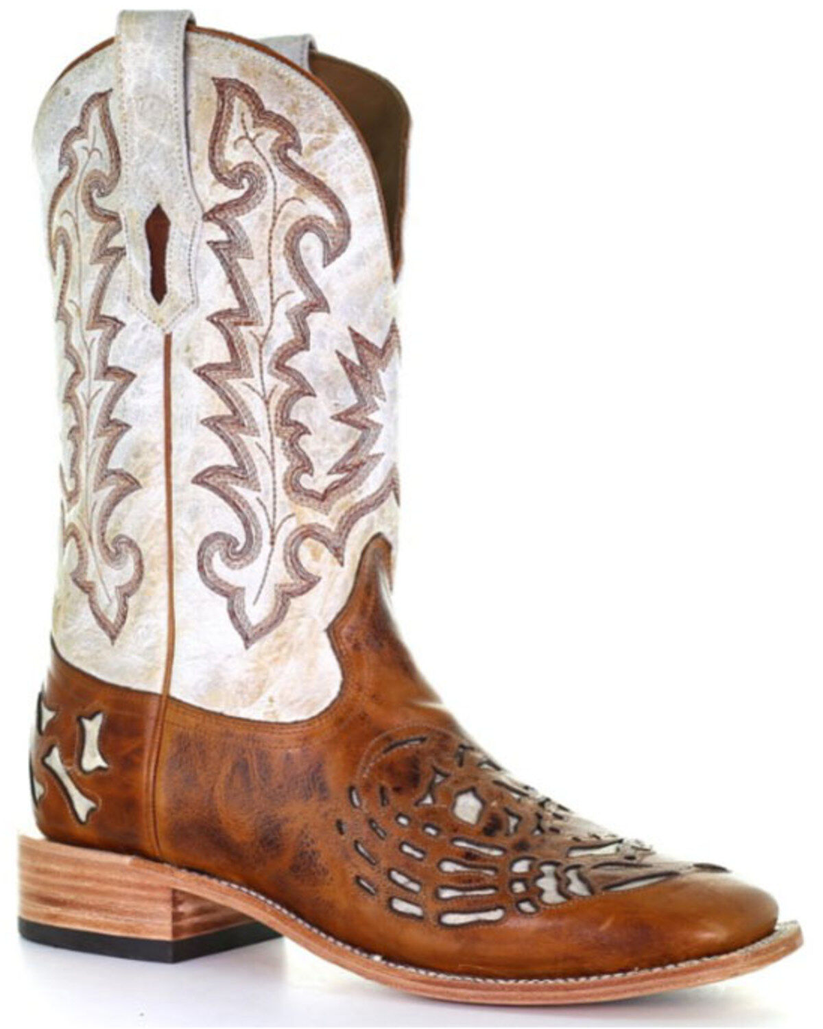 Corral Men's Bone Inlay Western Boots - Broad Square Toe, Brown, hi-res