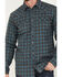 Image #3 - Cody James Men's FR Check Plaid Print Long Sleeve Pearl Snap Work Shirt , Teal, hi-res