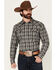Image #1 - Cody James Men's Denton Plaid Print Long Sleeve Snap Western Shirt - Big, Black, hi-res