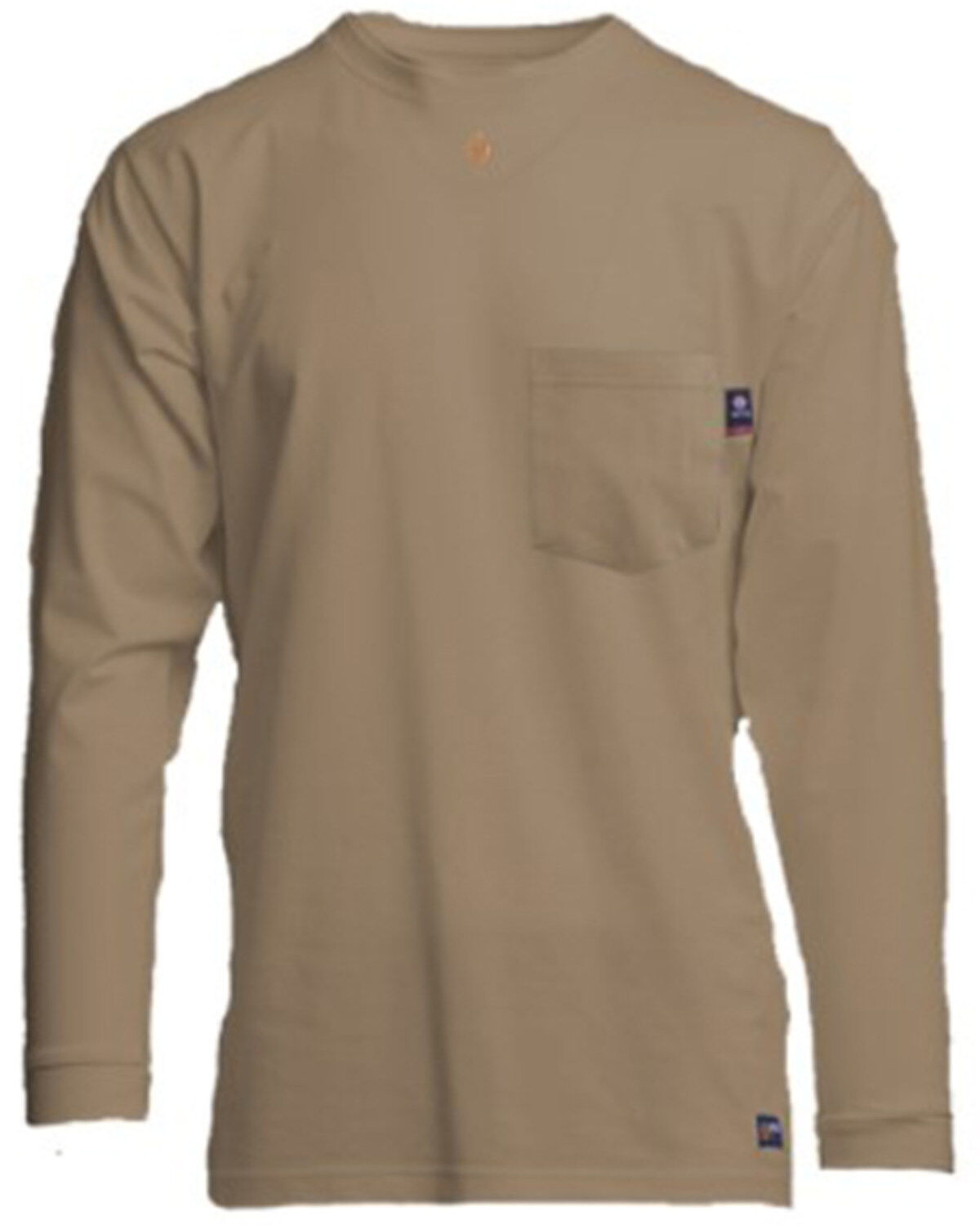 Lapco Men's FR Solid Long Sleeve Work Pocket T-Shirt, Beige/khaki, hi-res
