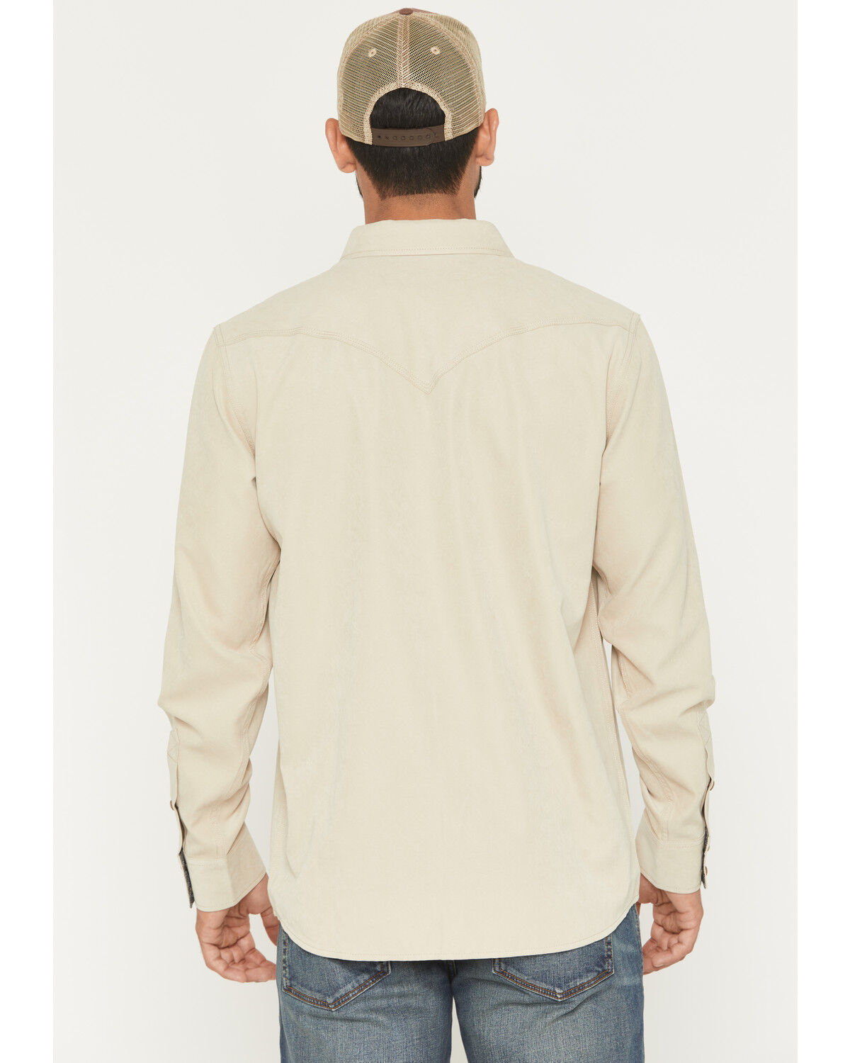 Image #4 - Moonshine Spirit&reg; Men's Side Stage Solid Suede Long Sleeve Snap Western Shirt, Tan, hi-res