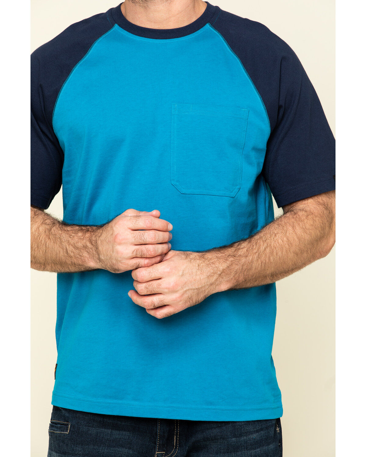 Image #4 - Hawx Men's Teal Midland Short Sleeve Baseball Work T-Shirt, Teal, hi-res