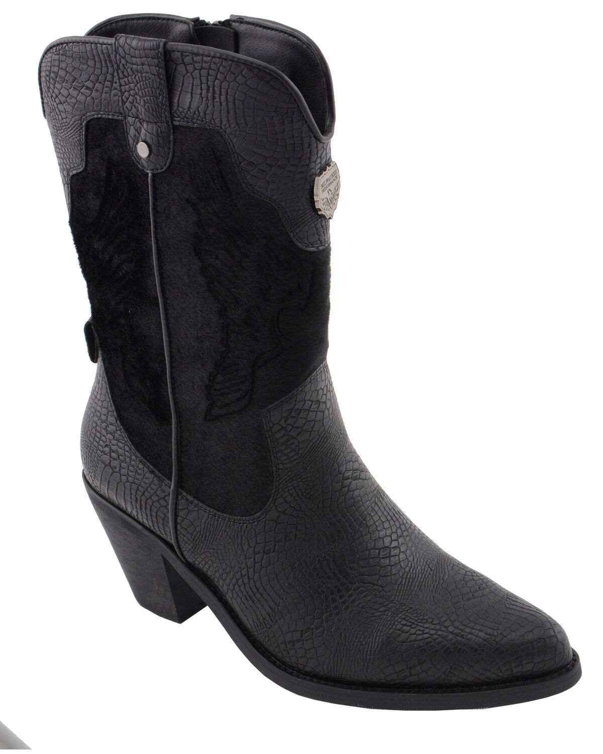 Image #1 - Milwaukee Leather Women's Snake Print Western Boots - Round Toe, Black, hi-res