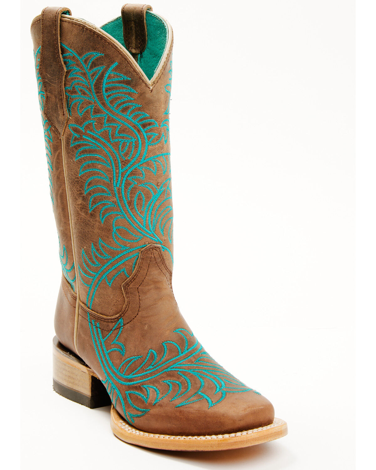 Corral Girls' Embroidered Western Boots - Broad Square Toe, Brown, hi-res