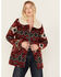 Image #1 - Powder River Outfitters Women's Southwestern Print Jacquard Wool Berber Coat, Red, hi-res