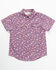 Image #1 - Shyanne Toddler Girls' Printed Short Sleeve Snap Western Stretch Shirt, Purple, hi-res