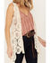 Image #3 - En Creme Floral Crochet High-Low Vest, Cream, hi-res