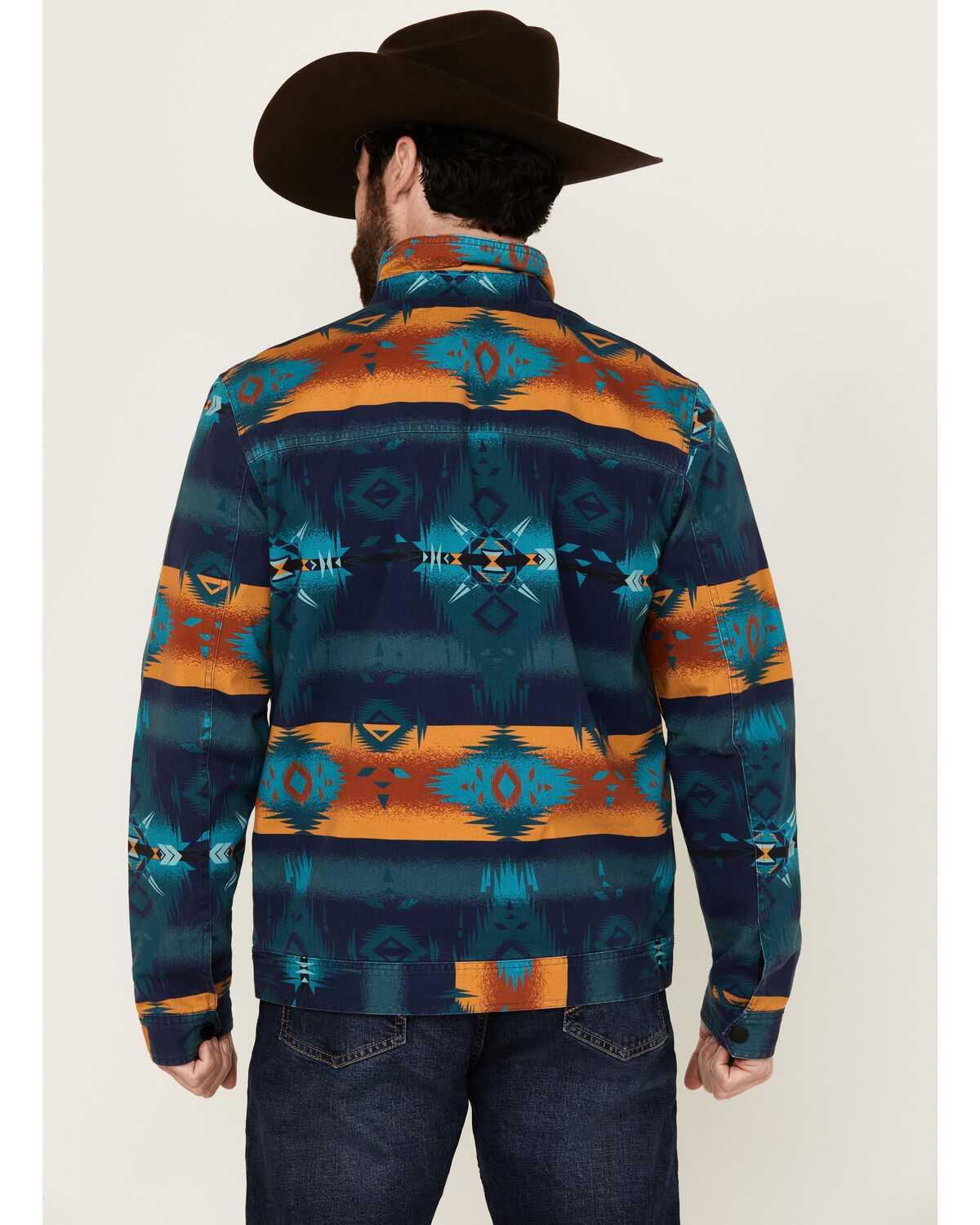 Image #4 - RANK 45&reg; Men's Twill Southwestern Print Jacket, Dark Blue, hi-res