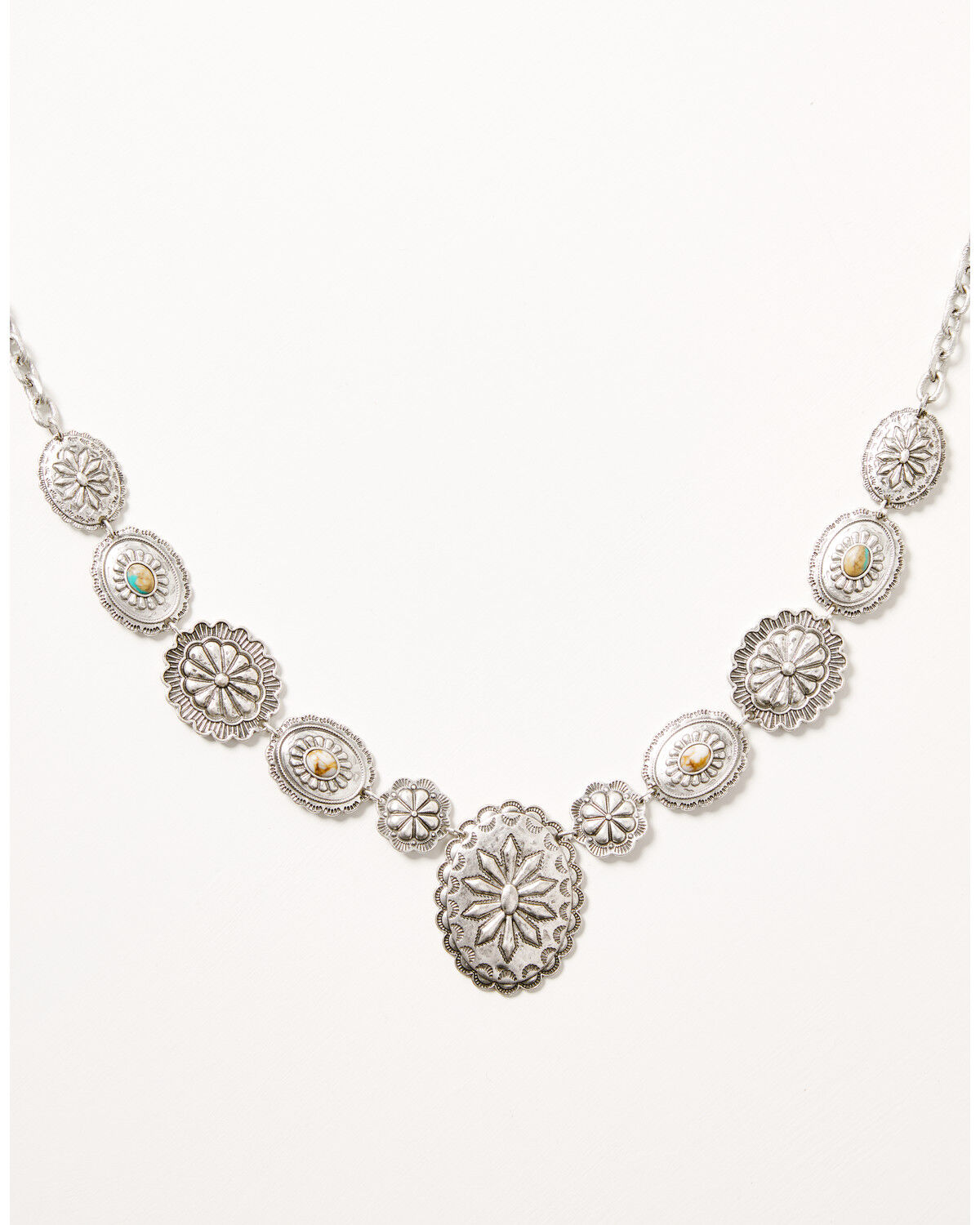 Shyanne Women's Sedona Sky Concho Necklace, Silver, hi-res