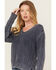 Image #2 - Cleo + Wolf Women's Clark Acid Wash Cable Knit Sweater, Blue, hi-res