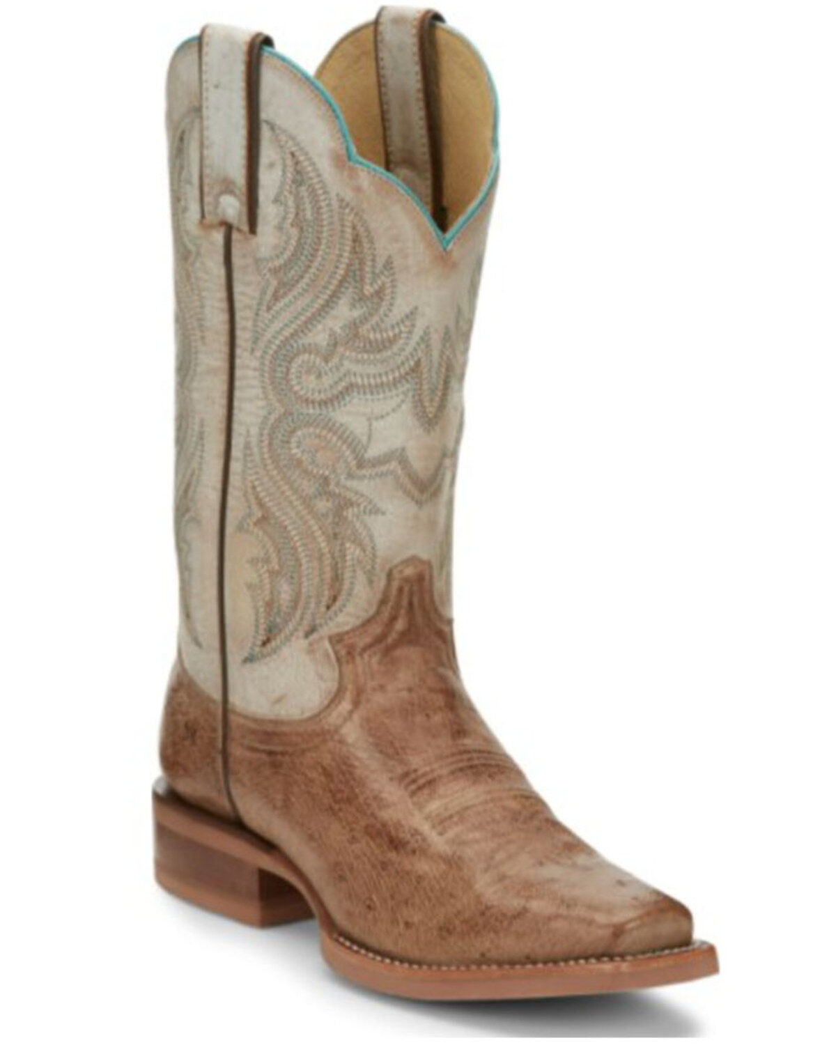 Justin Boots Women's Tan Smooth Ostrich Western Boots - Square Toe, Tan, hi-res