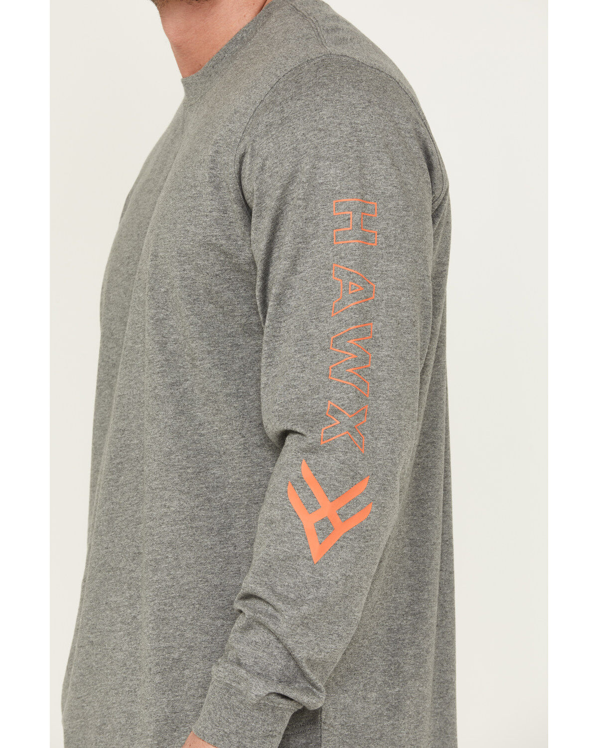 Image #3 - Hawx Men's Logo Long Sleeve Knit Work T-Shirt - Big, Heather Grey, hi-res