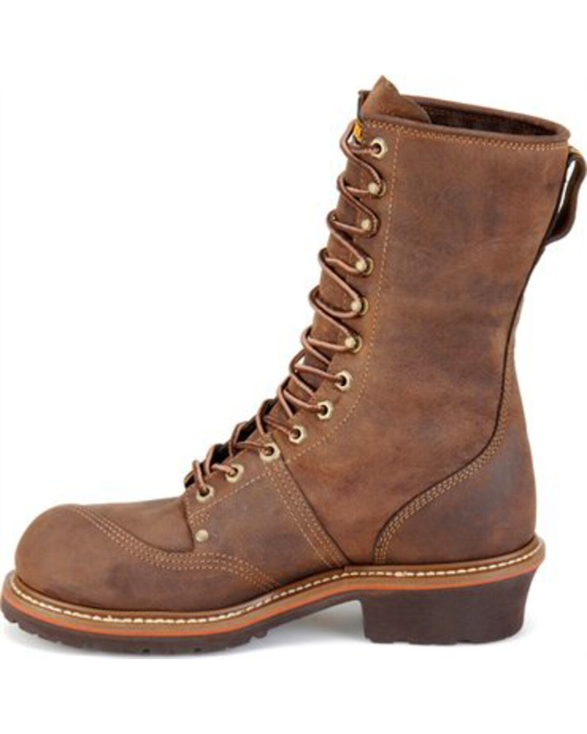 Image #3 - Carolina Men's 10" Waterproof Linesman Boots - Round Toe, Brown, hi-res