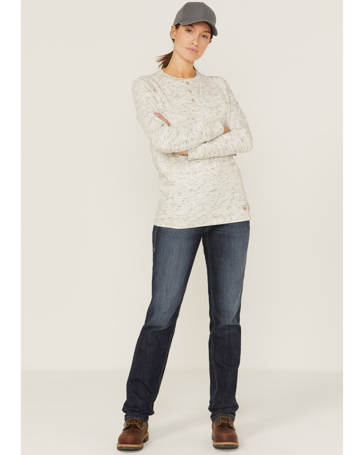 Image #1 - Ariat Women's FR Avelynn Medium Wash DuraLight Stretch Slim Work Jeans, Blue, hi-res