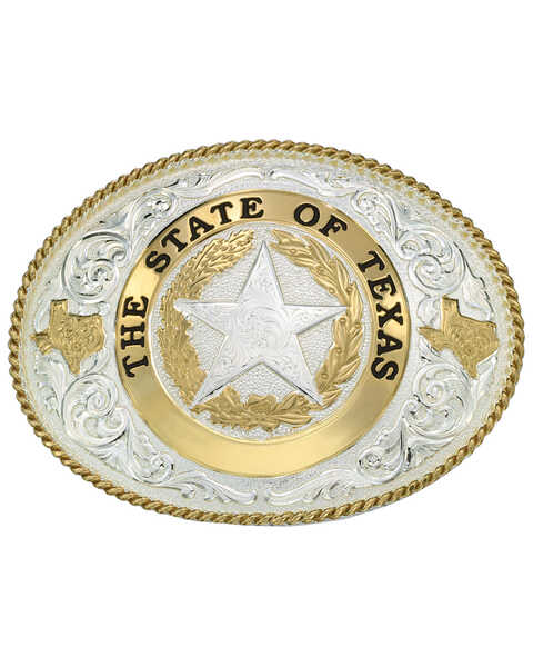 Image #1 - Montana Silversmiths State Of Texas Star Seal Western Buckle, Multi, hi-res
