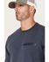 Image #2 - Lucky Brand Workwear Men's Solid Core Logo Long Sleeve Work Shirt, Blue, hi-res