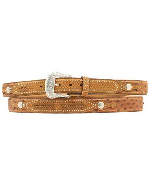 Nocona Men's Ostrich Underlay Western Belt, Brown, hi-res