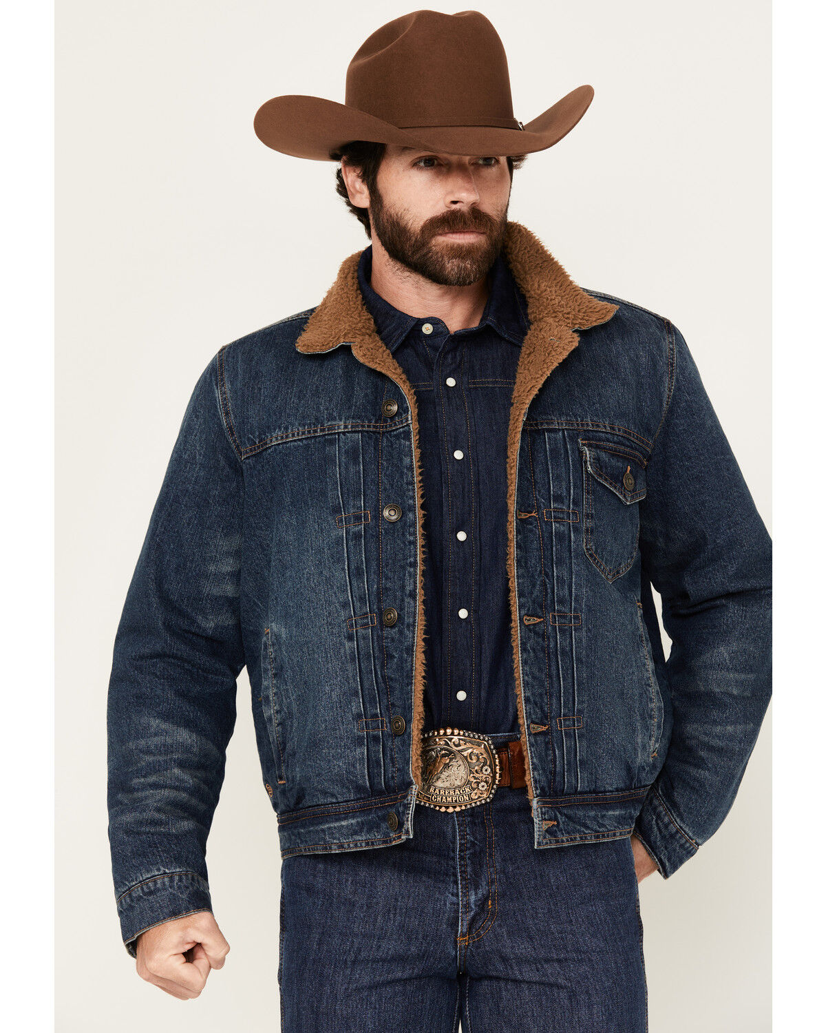 Image #1 - Blue Ranchwear Men's Clay Sherpa Lined Denim Jacket, Indigo, hi-res