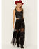 Image #1 - Wild Moss Women's Satin and Lace Maxi Skirt , Black, hi-res