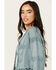 Image #2 - Miss Me Women's Crochet Faux Suede Jacket , Blue, hi-res