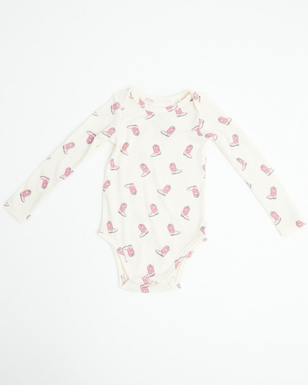 Angel Dear Infant Girls' Cowgirl Boot Long Sleeve Snap Onesie, Ivory, hi-res