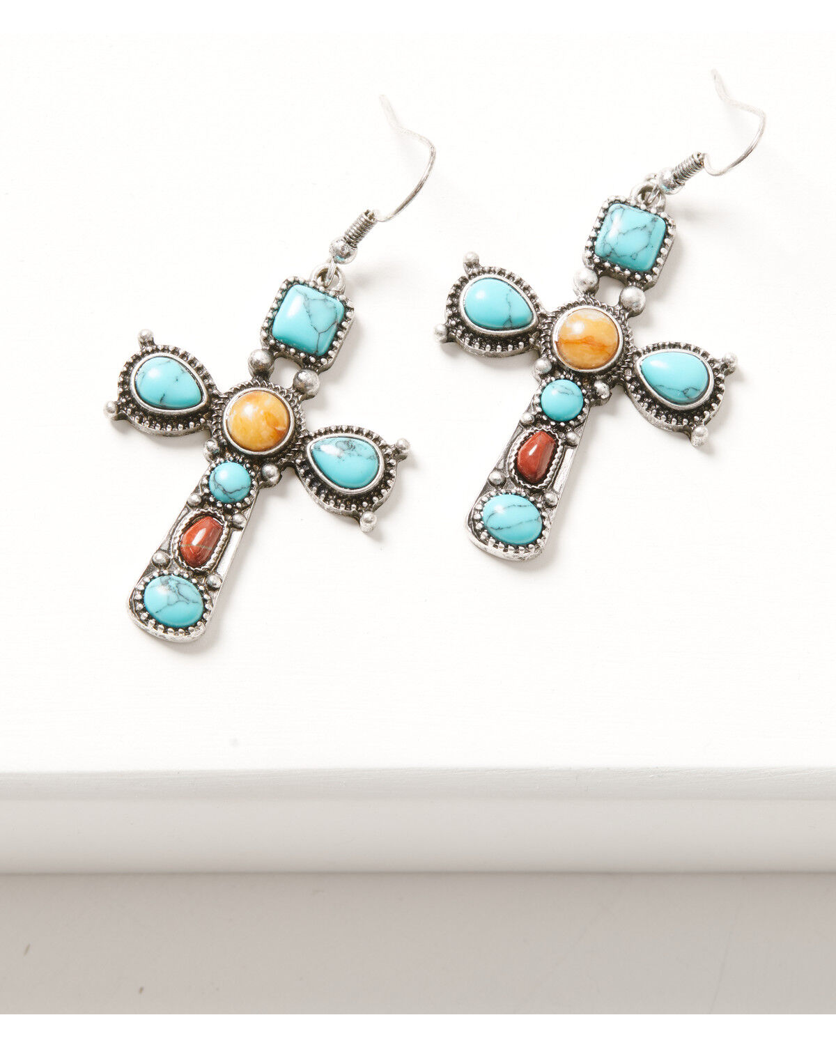 Image #1 - Shyanne Women's Retro Revival Cross Earrings, Silver, hi-res