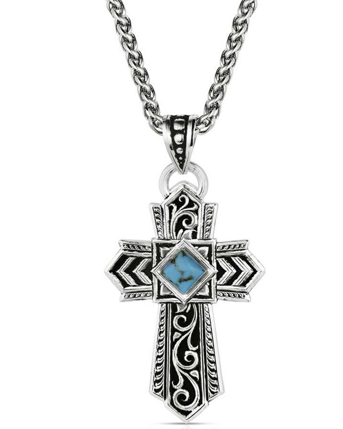 Montana Silversmiths Men's Trust And Faith Cross Necklace, Silver, hi-res