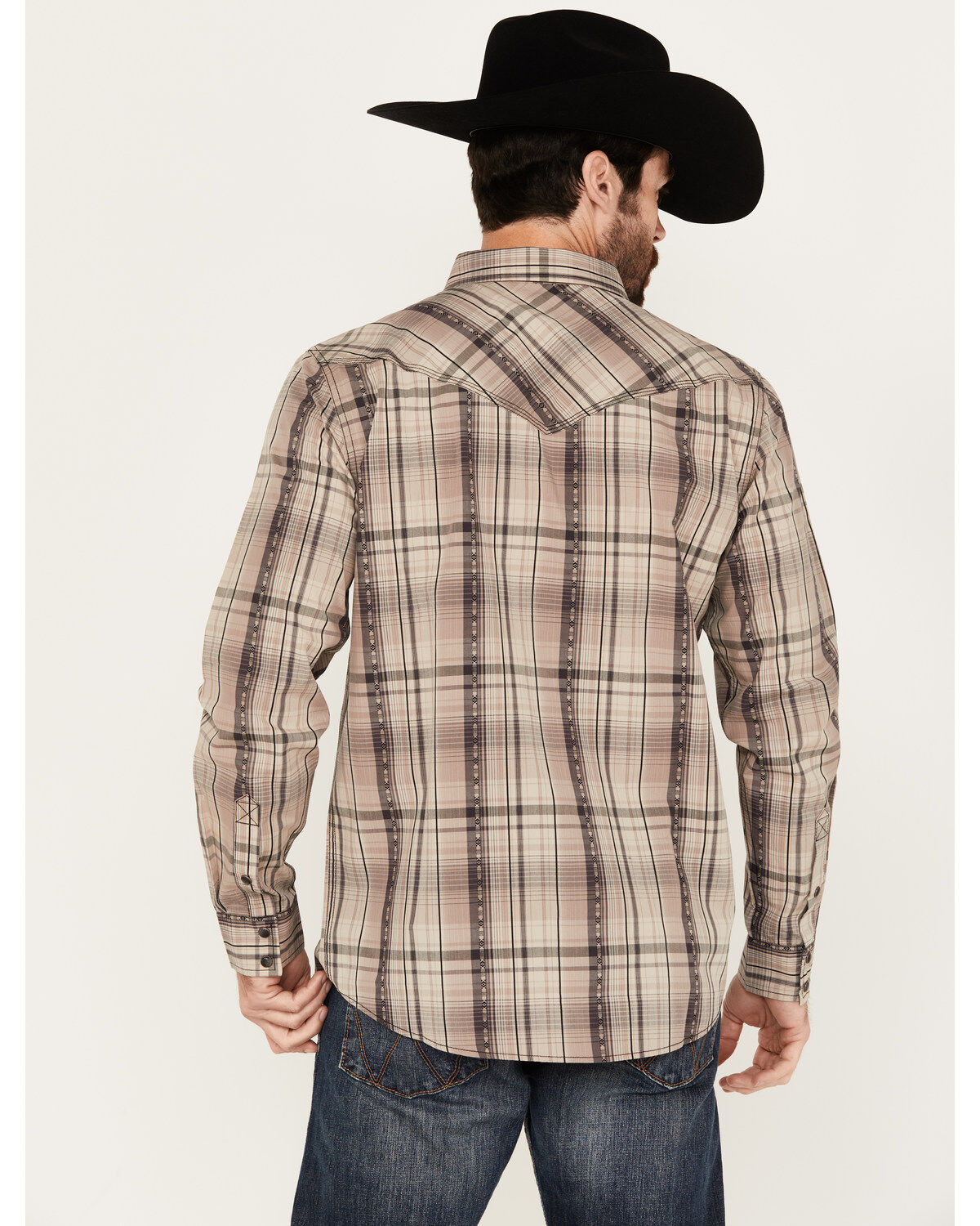 Image #4 - Moonshine Spirit&reg; Men's Load Plaid Print Long Sleeve Snap Western Shirt, Tan, hi-res
