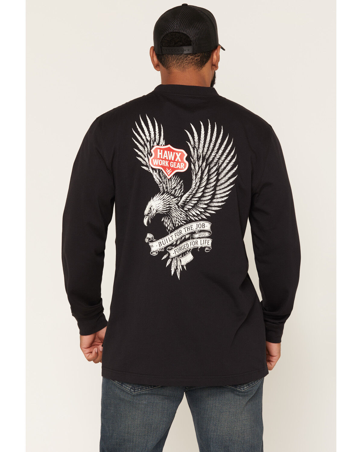 Hawx Men's Built For The Job Long Sleeve Graphic Work T-Shirt, Black, hi-res