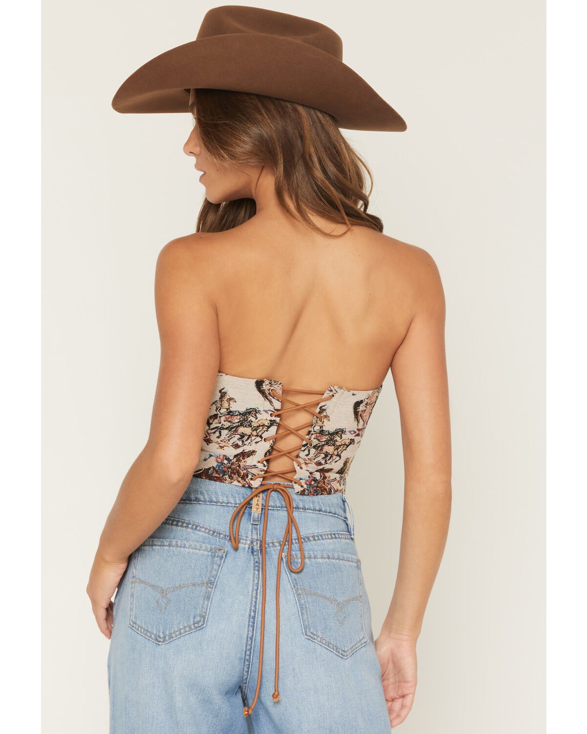 Image #4 - Blue B Women's Running Horse Sleeveless Tapestry Bustier, Taupe, hi-res