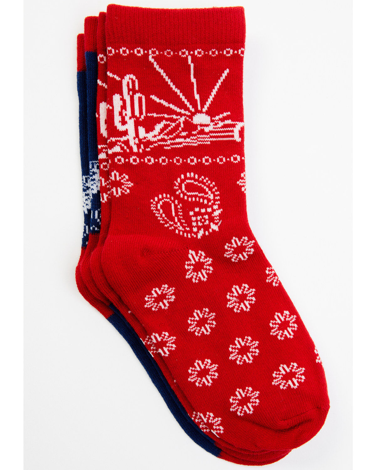 Image #2 - RANK 45&reg; Girls' Bandana Print Socks - 2-Pack, Red/white/blue, hi-res
